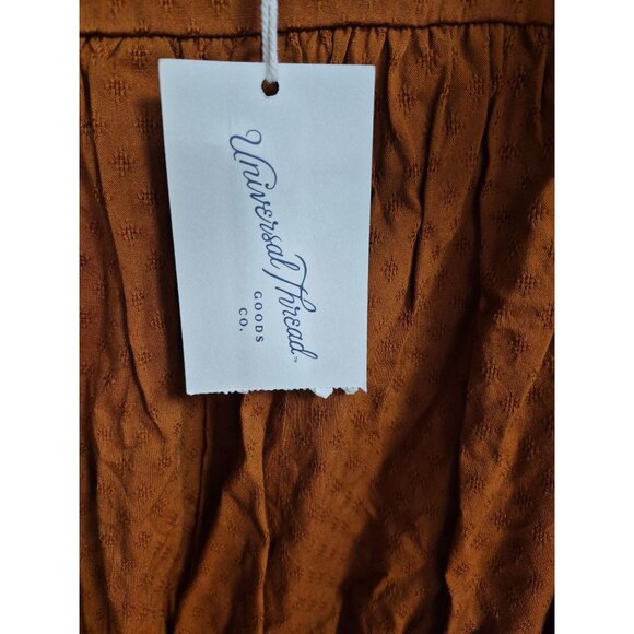 Women's Ruffle Long Sleeve Ruffle Dress - Universal Thread Brown Large - Picture 4 of 7